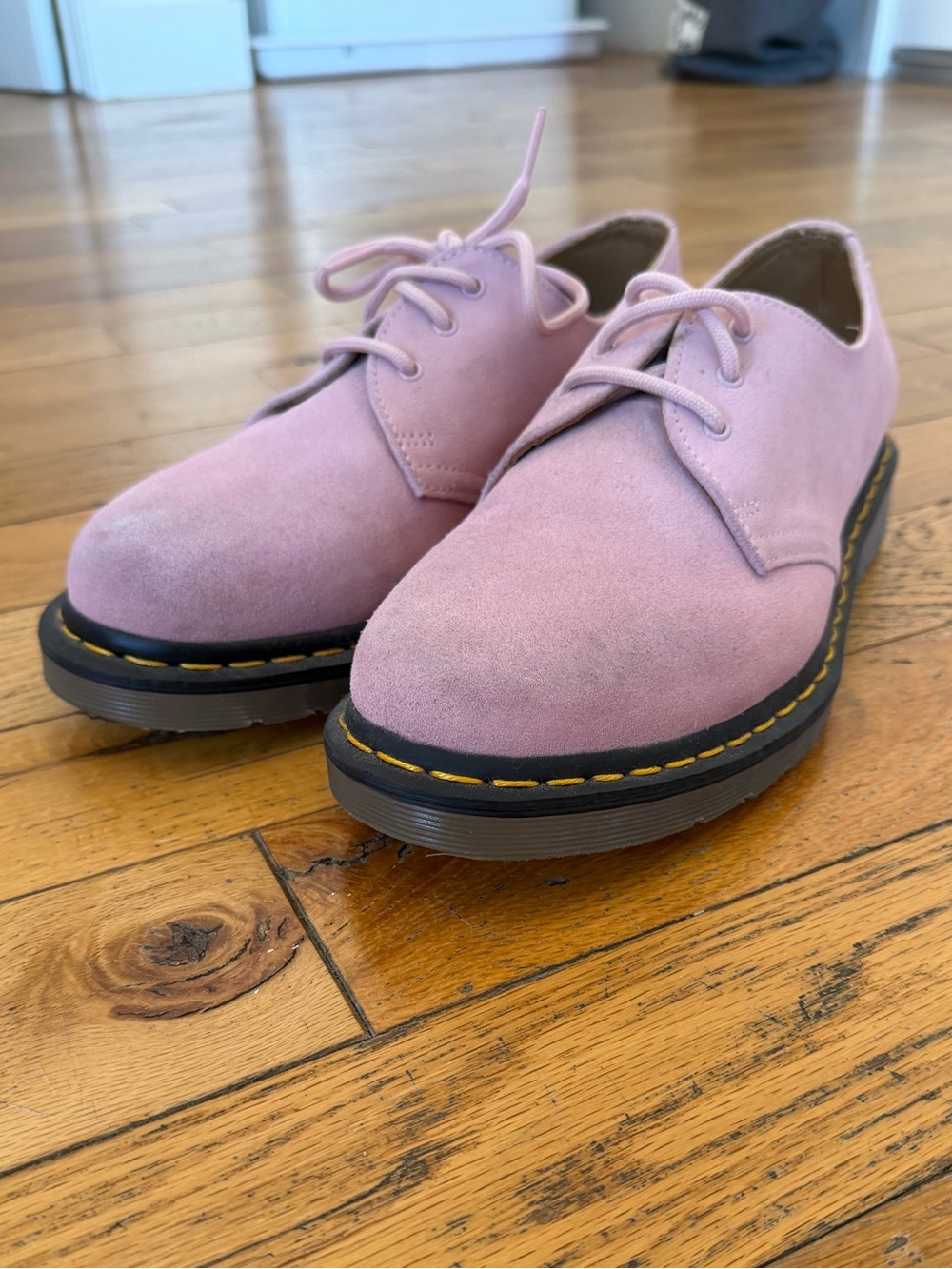 Dr. Martens Pink Suede Lace-Up Derby Shoes